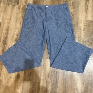 GAP Chambray Blue Wide-Leg Pants Size 14 100% Cotton Casual Trouser
